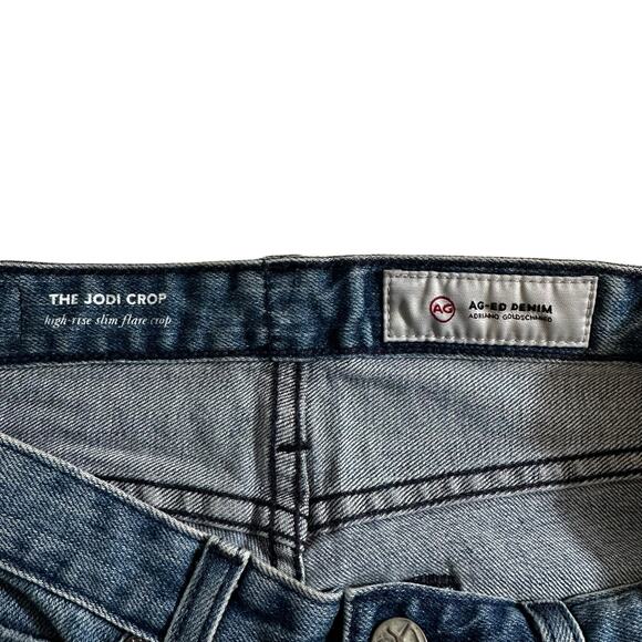 AG Jeans Denim New The Jodi Crop High Rise Slim Flare Crop Jeans Raw Hem 26 USA - Picture 9 of 11